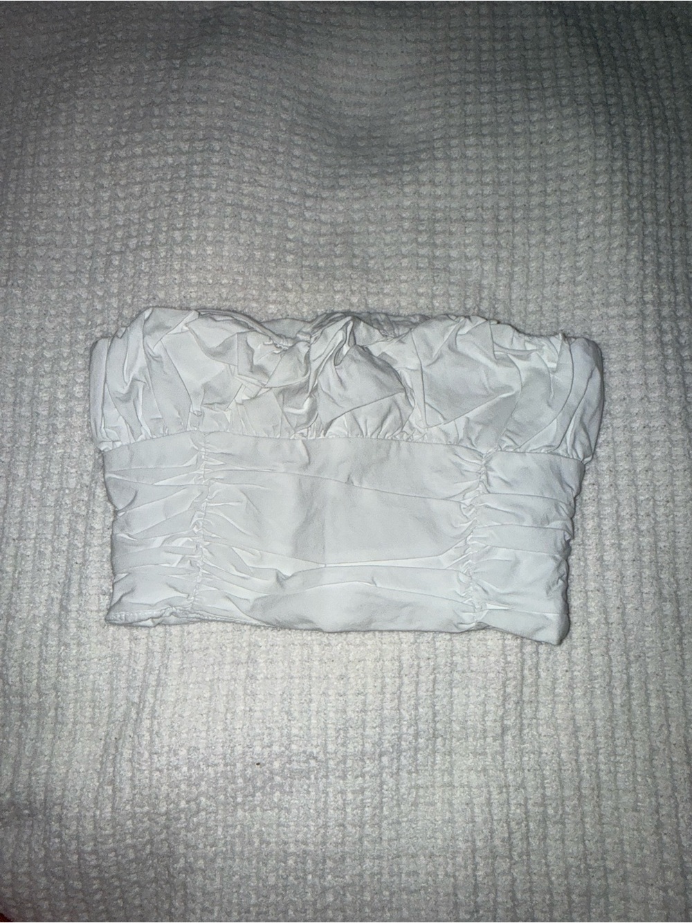 Zara White Ruched Strapless Bandeau